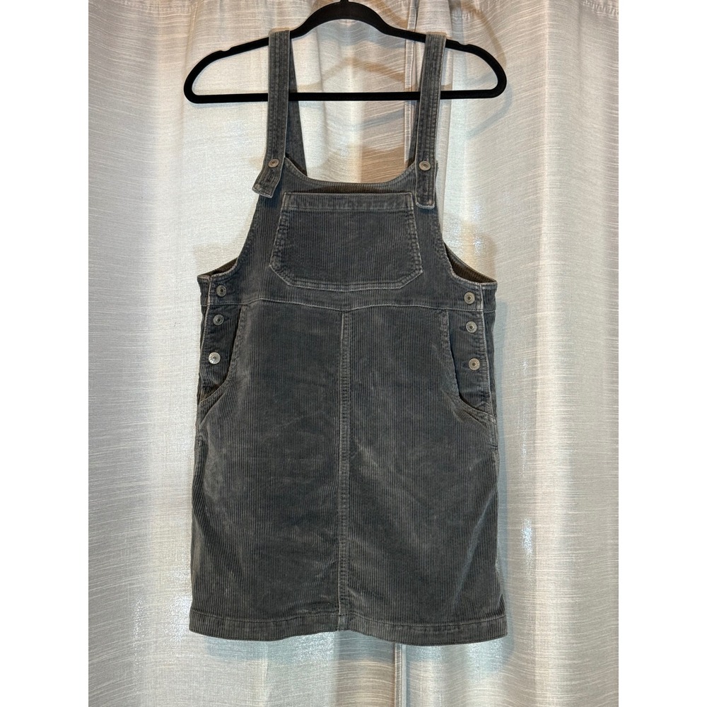 American Eagle Women Grey Corduroy Overall Dress Pinafore Jumper Size S